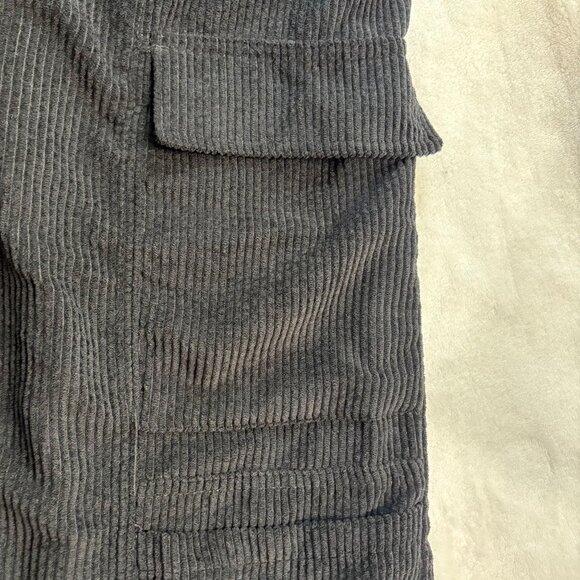 Womens Black Corduroy Cargo Wide Leg High Waist Pants Slight Stretch Size Medium - Picture 9 of 11